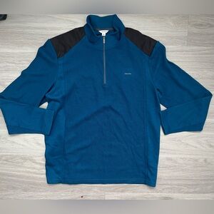 Calvin Klein Men's Teal and Black Zip-Up Sweater